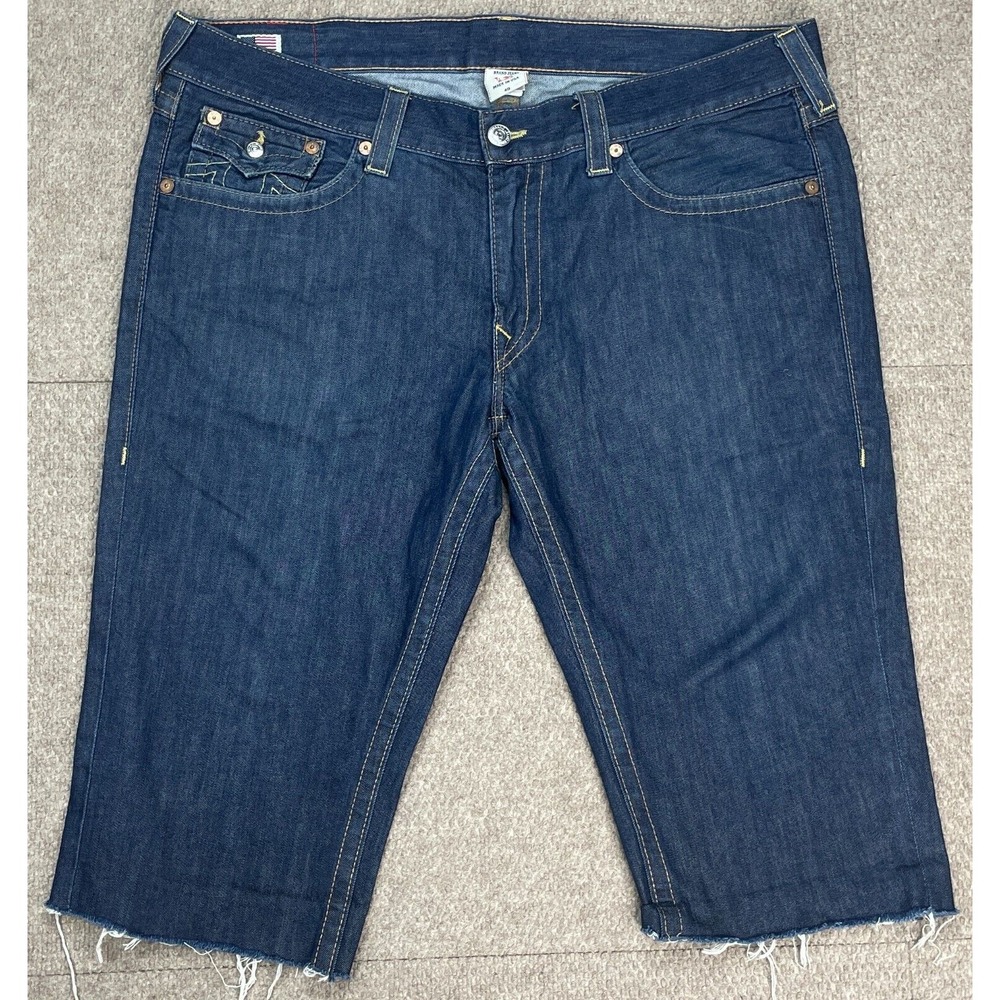 True Religion World Tour Ricky Vtg Y2K Men's 5 Pocket Denim Shorts Size 40‎